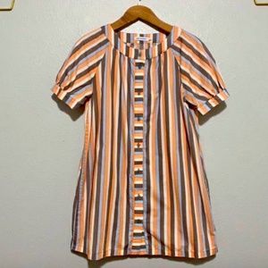 Marimekko vertical striped button down shirt dress, mini or tunic size 38